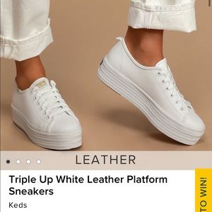 White and gold accent leather platform sneakers